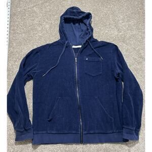 Criquet Men’s Large Full Zip Terry Cloth Hoodie Sweatshirt Navy